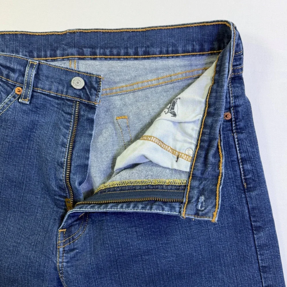 Levi's 505 Mens Jeans 36x29 Regular Fit Straight Leg‎ Blue Wash Denim Stretch